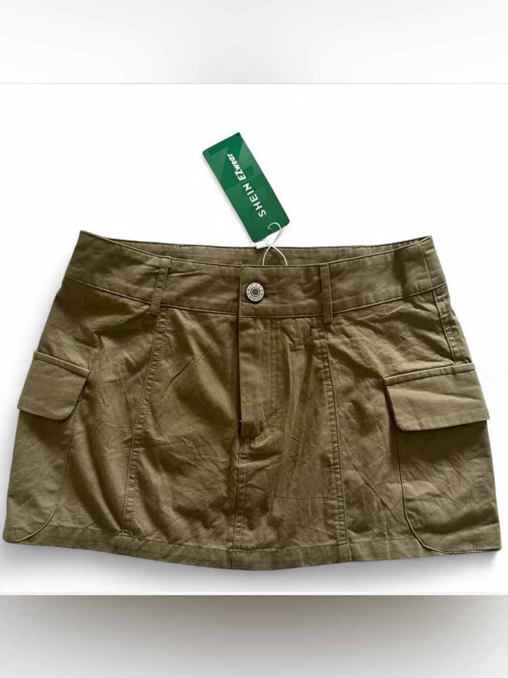 Green Cargo Mini Skirt Shorts